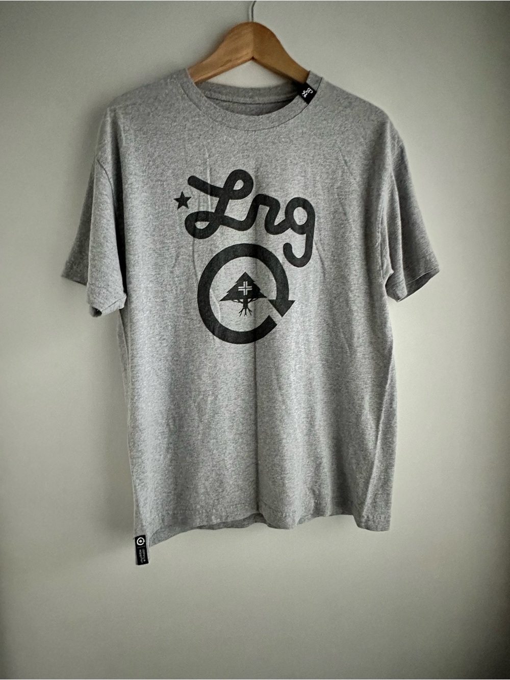 LRG Grey Short Sleeve Logo Tee with Black Print
